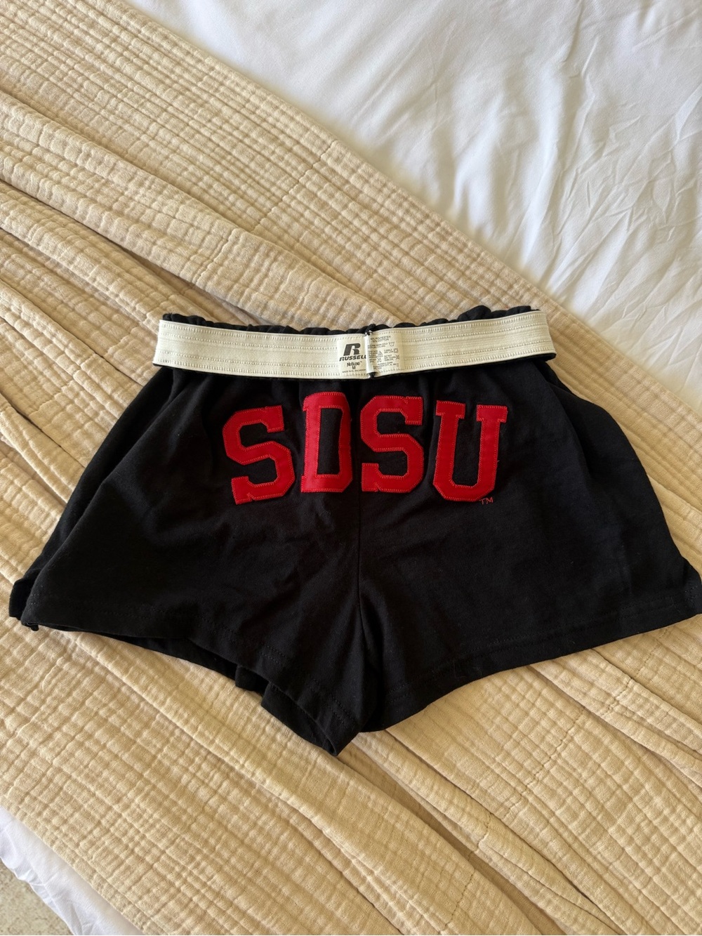 NWOT Russell Athletic SDSU Black Foldover Women’s Shorts - Size M